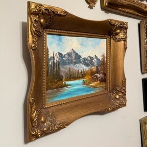 Antique Golden Frame with Original Mountainscape Painting